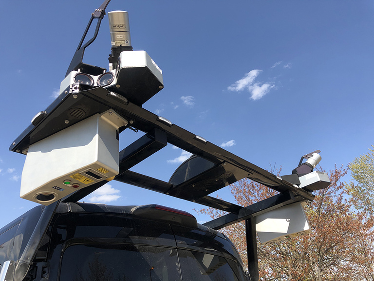 Mandli Communications van with equipment to create HD map